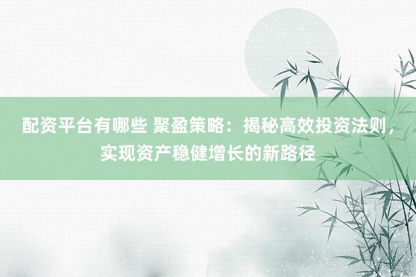 配资平台有哪些 聚盈策略：揭秘高效投资法则，实现资产稳健增长的新路径