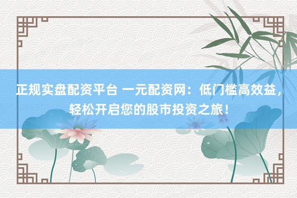 正规实盘配资平台 一元配资网：低门槛高效益，轻松开启您的股市投资之旅！