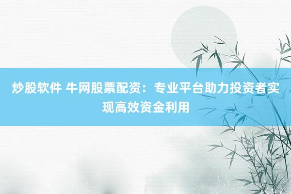 炒股软件 牛网股票配资：专业平台助力投资者实现高效资金利用