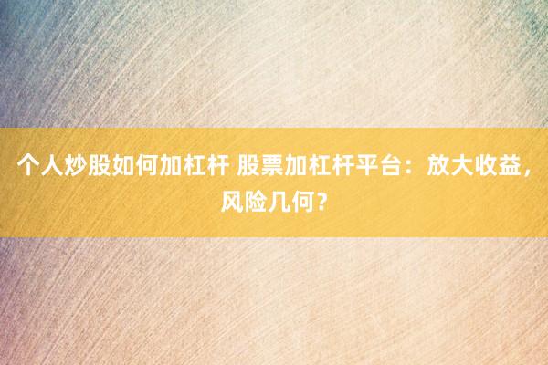 个人炒股如何加杠杆 股票加杠杆平台:放大收益,风险几何?