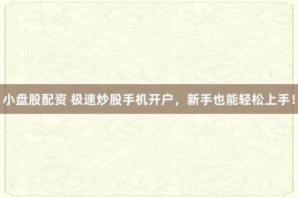 小盘股配资 极速炒股手机开户,新手也能轻松上手!