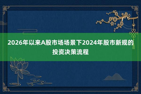 2026年以来A股市场场景下2024年股市新规的投资决策流程
