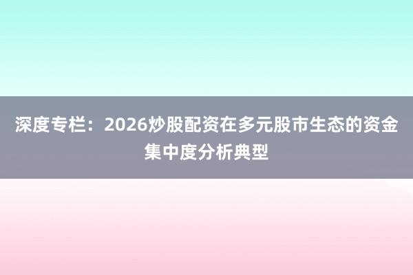 深度专栏：2026炒股配资在多元股市生态的资金集中度分析典型