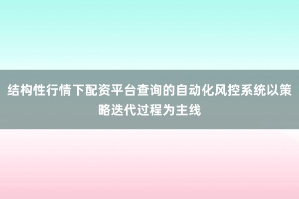 结构性行情下配资平台查询的自动化风控系统以策略迭代过程为主线
