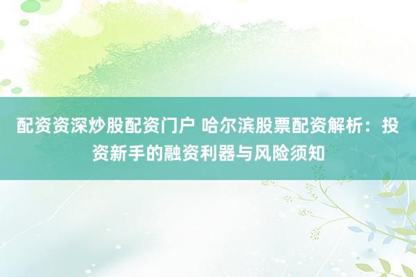 配资资深炒股配资门户 哈尔滨股票配资解析：投资新手的融资利器与风险须知