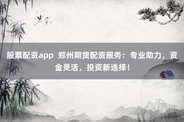 股票配资app  郑州期货配资服务：专业助力，资金灵活，投资新选择！